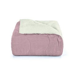 Edredom Sherpa Casal Hedrons 220x240cm Liso Rosa