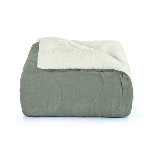 Edredom Sherpa Casal Hedrons 220x240cm Liso Taupe