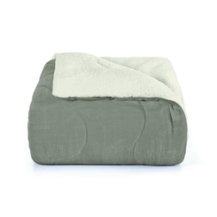 Edredom Sherpa Casal Hedrons 220x240cm Liso Taupe
