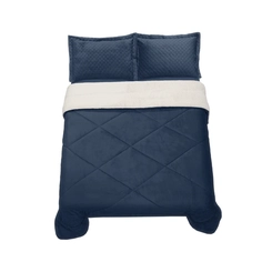 Edredom Sherpa Casal Hedrons 220x240cm Liso Mariner