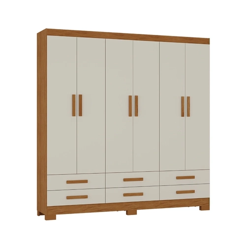Guarda-Roupa 6 Portas Atualle 4595R-601 Nogueira Made Natura/Off White