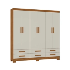 Guarda-Roupa 6 Portas Atualle 4595R-601 Nogueira Made Natura/Off White