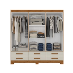 Guarda-Roupa 6 Portas Atualle 4595R-601 Nogueira Made Natura/Off White