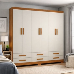 Guarda-Roupa 6 Portas Atualle 4595R-601 Nogueira Made Natura/Off White