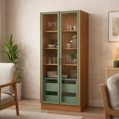 Cristaleira 2 Portas Linna Kappesberg T725 Canela/Verde Pistache SE