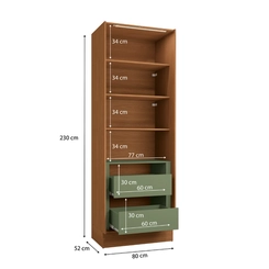 Cristaleira 2 Portas Linna Kappesberg T725 Canela/Verde Pistache SE