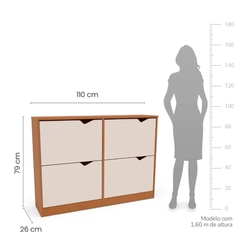 Sapateira 4 Portas Politorno 40250307.0002 Creme/Freijó SE