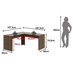 Mesa de Escritório Canto Tecnomobili ME4116.6 Nogal SE