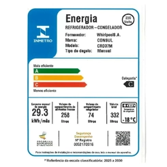 Geladeira 2 Portas 332L Cycle Defrost Consul CRD37MB Branco