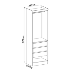 Guarda-Roupa 2 Portas 3 Gavetas Castro 3920A3 Branco Line SE