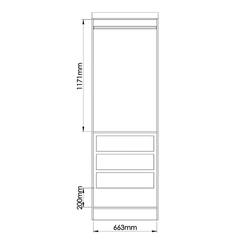 Guarda-Roupa 2 Portas 3 Gavetas Castro 3920A3 Branco Line SE