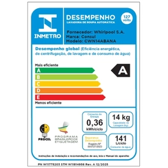 Máquina de Lavar 14kg Automática Consul CWN14AB Branca