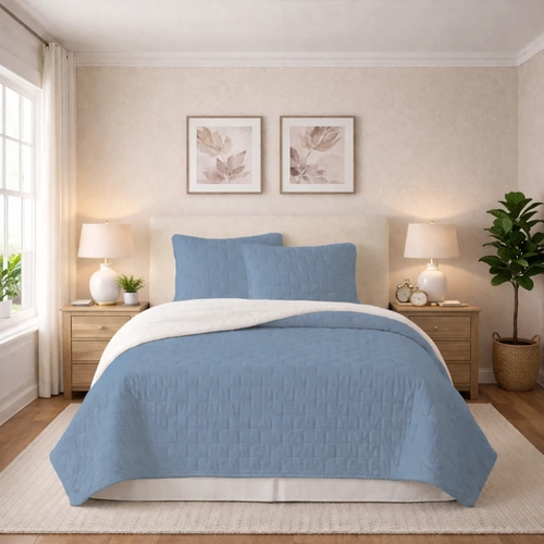 Kit Colcha Queen Size 3 Peças Bett C07 240x260cm Azul Kit Colcha Queen Size 3 Peças Bett C07 240x260cm Azul