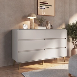 Cômoda 6 Gavetas Completa Móveis CV004 Bege Dunas SE