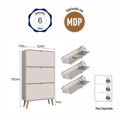 Sapateira 3 Portas Basculantes Completa Móveis CV007 Bege Dunas SE