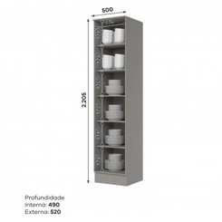 Cristaleira 1 Porta com Vidro Henn Americana C373-131 Cinza SE