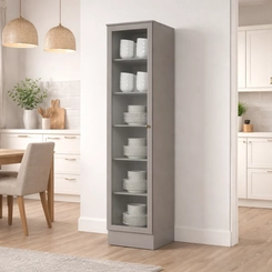 Cristaleira 1 Porta com Vidro Henn Americana C373-131 Cinza SE