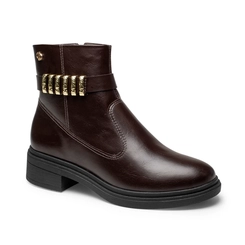 Bota Salto Feminina Dakota D2551 Ristretto Marrom com Aplicações Douradas