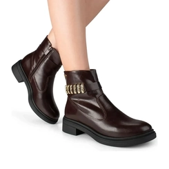 Bota Salto Feminina Dakota D2551 Ristretto Marrom com Aplicações Douradas