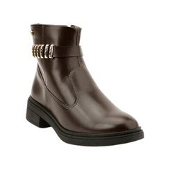 Bota Salto Feminina Dakota D2551 Ristretto Marrom com Aplicações Douradas