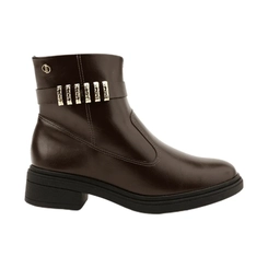 Bota Salto Feminina Dakota D2551 Ristretto Marrom com Aplicações Douradas