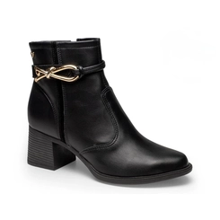 Bota Salto Bloco Mississipi J0342 Preta com Detalhe Dourado