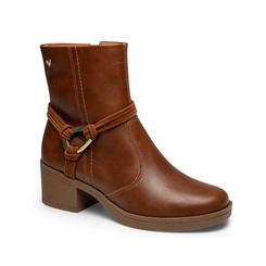 Bota Salto Feminina Mississipi J1372 Marrom com Detalhe Amarrado