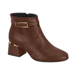 Bota Salto Feminina Modare 7082-207 Marrom com Fivela e Detalhe Dourado
