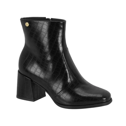 Bota Salto Bloco Texturizada Moleca 5352-100 Preto