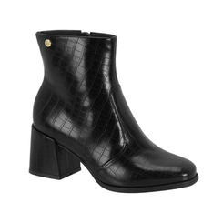 Bota Salto Bloco Texturizada Moleca 5352-100 Preto