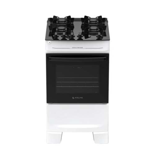 Fogão 4 Bocas Atlas Mônaco Top Glass 300002016 Branco Bivolt Fogão 4 Bocas Atlas Mônaco Top Glass 300002016 Branco Bivolt