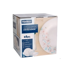 Aparelho de Jantar 16 Peças de Vidro Fratelli A19029 Azul