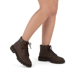 Bota Coturno Feminina Discreta Moleca 5344-202 Marrom Chocolate