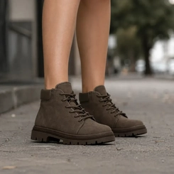 Bota Coturno Feminina Discreta Moleca 5344-202 Marrom Chocolate