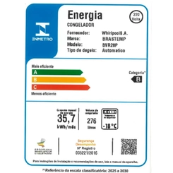 Freezer Vertical 1 Porta Frost Free 276L Brastemp BVR28PKBNA Inox
