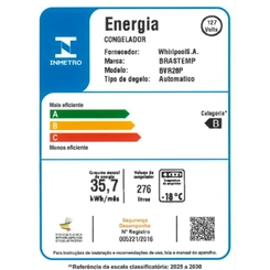 Freezer Vertical 1 Porta Frost Free 276L Brastemp BVR28PKBNA Inox