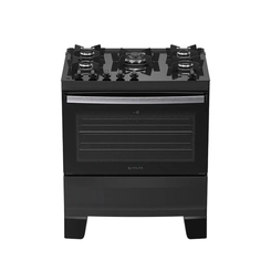 Fogão 5 Bocas Atlas Agile Glass Mesa de Vidro 300002047 Preto Bivolt