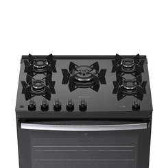 Fogão 5 Bocas Atlas Agile Glass Mesa de Vidro 300002047 Preto Bivolt