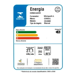 Freezer Vertical 1 Porta 293L Consul CVU30MB Branco