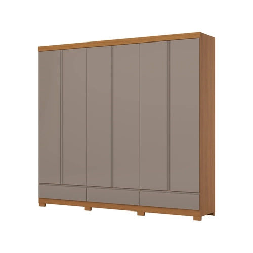 Guarda-Roupa 6 Portas 9 Gavetas Henn Imperial D344-220 Cinamomo/Avelã