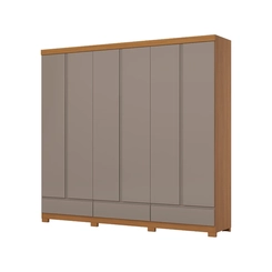 Guarda-Roupa 6 Portas 9 Gavetas Henn Imperial D344-220 Cinamomo/Avelã