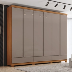 Guarda-Roupa 6 Portas 9 Gavetas Henn Imperial D344-220 Cinamomo/Avelã