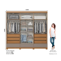 Guarda-Roupa 6 Portas 9 Gavetas Henn Imperial D344-220 Cinamomo/Avelã