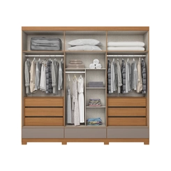 Guarda-Roupa 6 Portas 9 Gavetas Henn Imperial D344-220 Cinamomo/Avelã