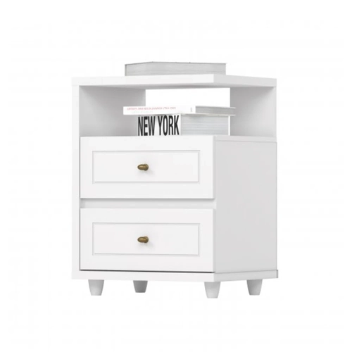 Mesa de Cabeceira Americana 2 Gavetas Henn D21-05 Branco SE