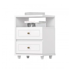 Mesa de Cabeceira Americana 2 Gavetas Henn D21-05 Branco SE