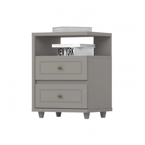 Mesa de Cabeceira Americana 2 Gavetas Henn D21-131 Cinza SE