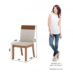 Conjunto de 4 Cadeiras para Sala Jantar Isa Plus Henn Nature/Corano Caramelo/Creme SE
