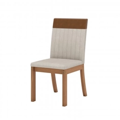 Conjunto de 4 Cadeiras para Sala Jantar Isa Plus Henn Nature/Corano Caramelo/Creme SE