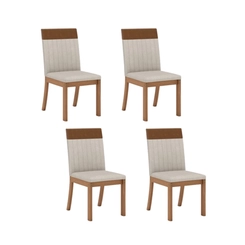 Conjunto de 4 Cadeiras para Sala Jantar Isa Plus Henn Nature/Corano Caramelo/Creme SE